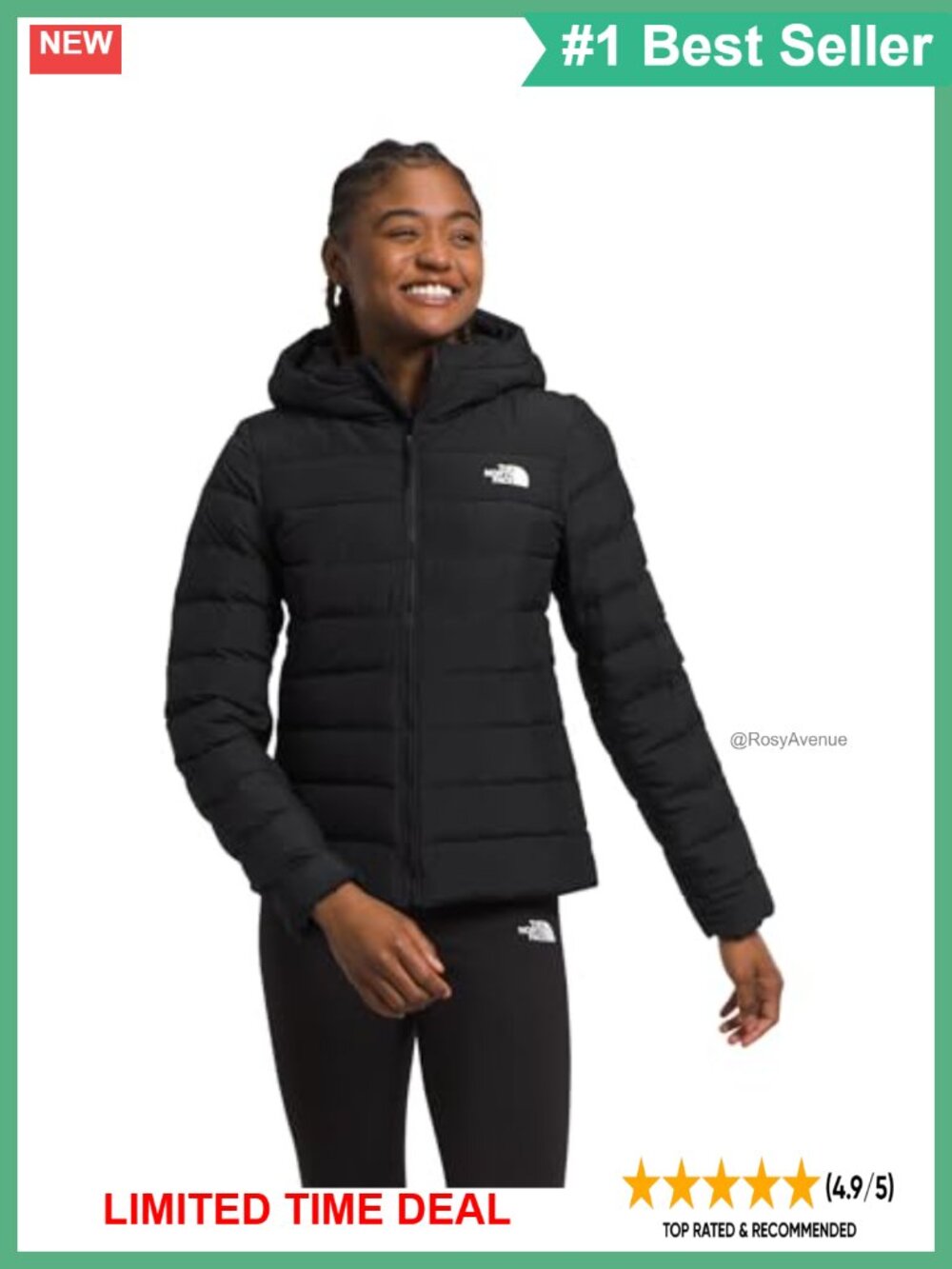 Recycled Down Hooded Puffer Jacket Wind Water Resistant Winter Coat